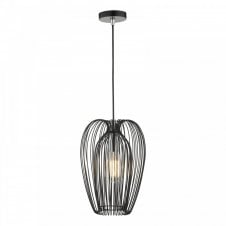 ERO Single Ceiling Pendant in Black and Chrome Accents