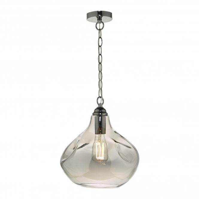 ESAROSA black chrome and smoked glass single ceiling pendant light