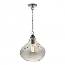 ESAROSA black chrome and smoked glass single ceiling pendant light
