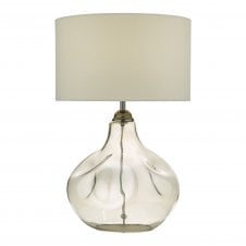 ESAROSA organic shaped smoked glass table lamp with shade