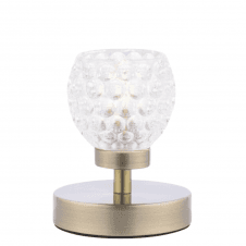ESBEN Touch Table Lamp in Antique Brass with Dimple Open Glass Shade
