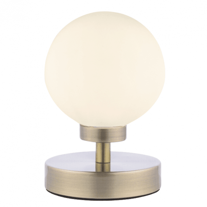 ESBEN Touch Table Lamp In Antique Brass with Opal Glass Shade