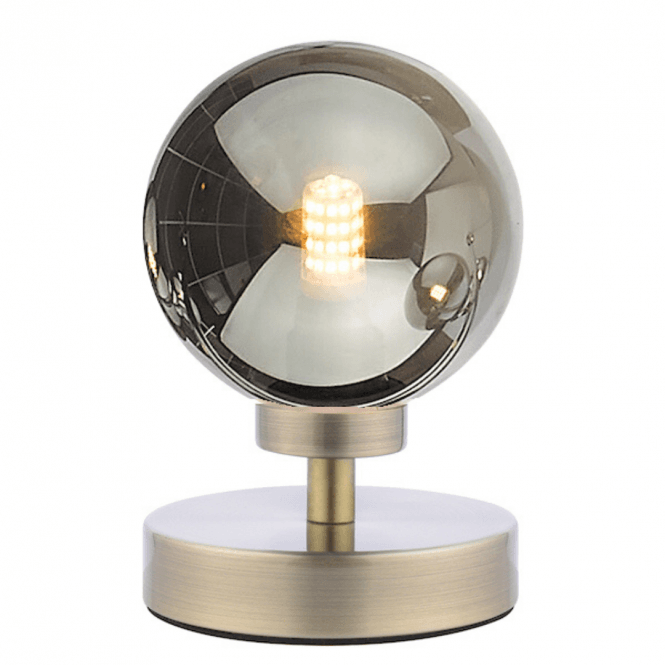 ESBEN Touch Table Lamp In Antique Brass with Smoked Shade