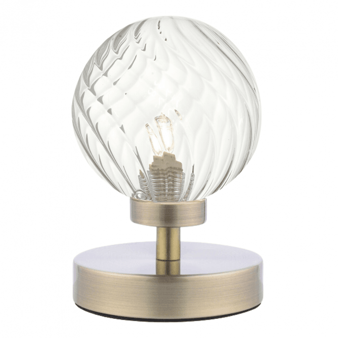 ESBEN Touch Table Lamp In Antique Brass with Twisted Glass Shade