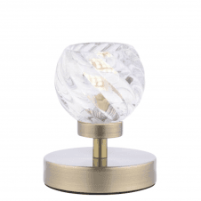 ESBEN Touch Table Lamp in Antique Brass with Twisted Open Glass Shade