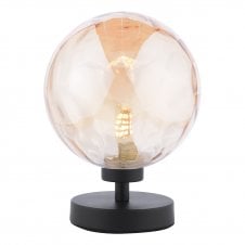Touch Table Lamp Black with Champagne Dimpled Glass Globe Shade