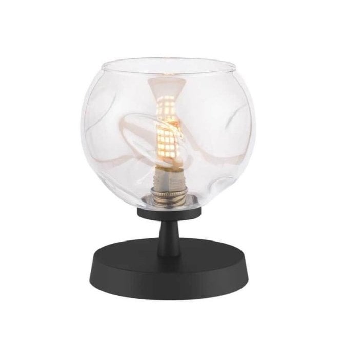 Esben Touch Table Lamp in Black with Champagne Organic Glass Shade