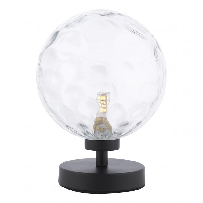 Esben Touch Table Lamp in Black with Clear Dimpled Glass Shades