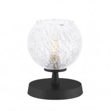 Touch Table Lamp Black with Clear Open Glass and Inner Wire Detail