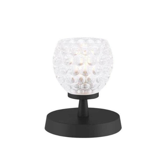 Esben Touch Table Lamp in Black with Dimpled Open Glass Shade