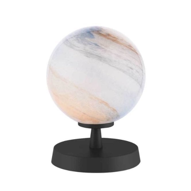 Esben Touch Table Lamp in Black with Planet Art Glass Shade (10cm)