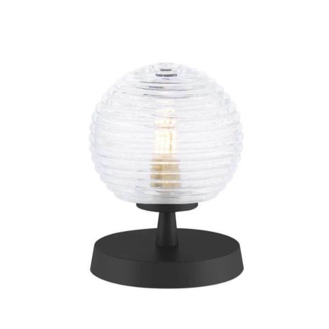 Esben Touch Table Lamp in Black with Ribbed Glass Shade