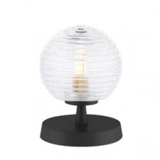 Touch Table Lamp Black with Ribbed Glass Globe Shade