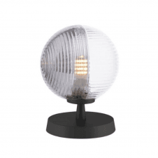 Touch Table Lamp Black with Smoke and Clear Ribbed Glass Globe Shades