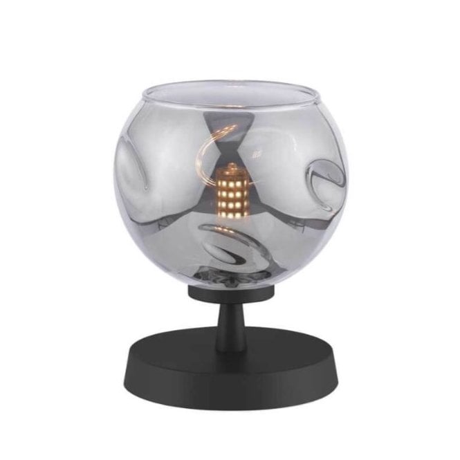 Esben Touch Table Lamp in Black with Smoked Organic Glass Shade
