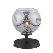 Touch Table Lamp Black with Smoked Organic Glass Shade