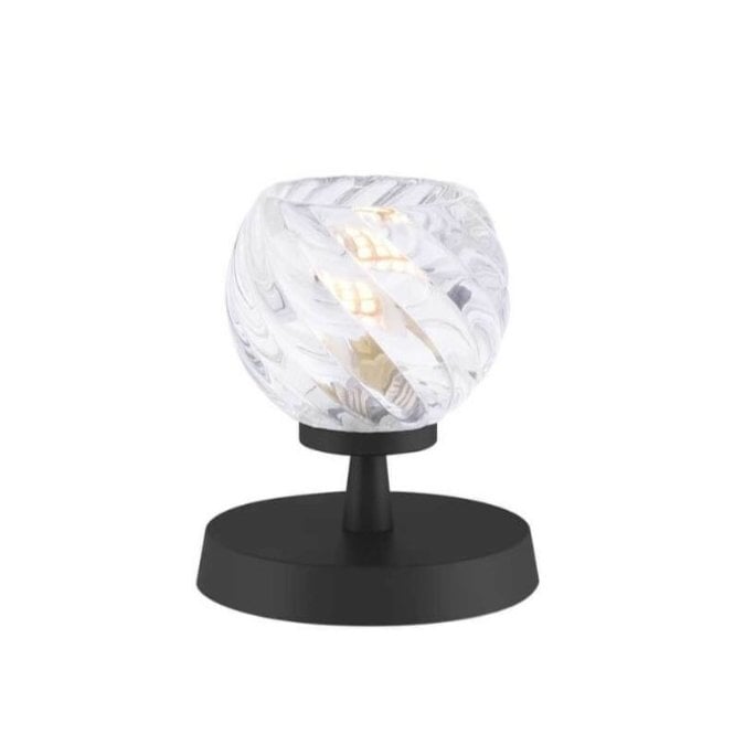 Esben Touch Table Lamp in Black with Twisted Open Glass Shade