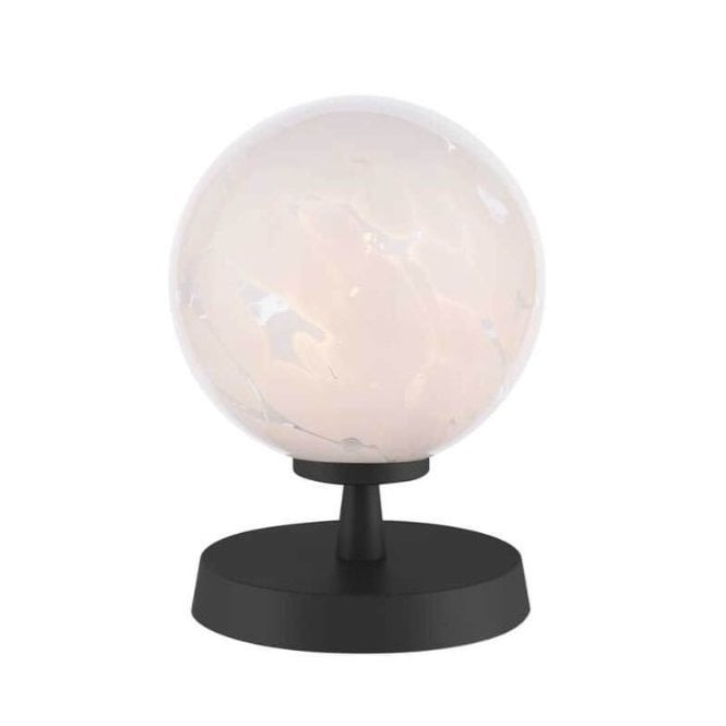 Esben Touch Table Lamp in Black with White Confetti Glass Shade