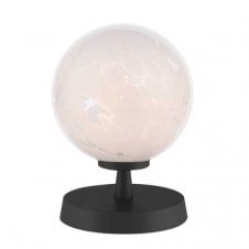 Touch Table Lamp Black with White Confetti Glass Globe Shade