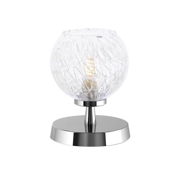 Esben Touch Table Lamp in Chrome & Clear Glass with Inner Wire Detail
