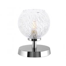 Touch Table Lamp in Chrome with Clear Glass and Inner Wire Detail Shade