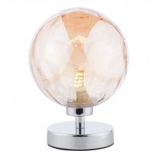 Touch Table Lamp in Chrome with Champagne Dimpled Glass Globe Shade