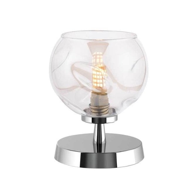 Esben Touch Table Lamp in Chrome with Champagne Organic Glass Shade