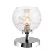 Touch Table Lamp in Chrome with Champagne Organic Glass Globe Shade