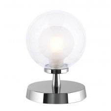 Touch Table Lamp in Chrome with Clear and Opal Glass Globe Shade