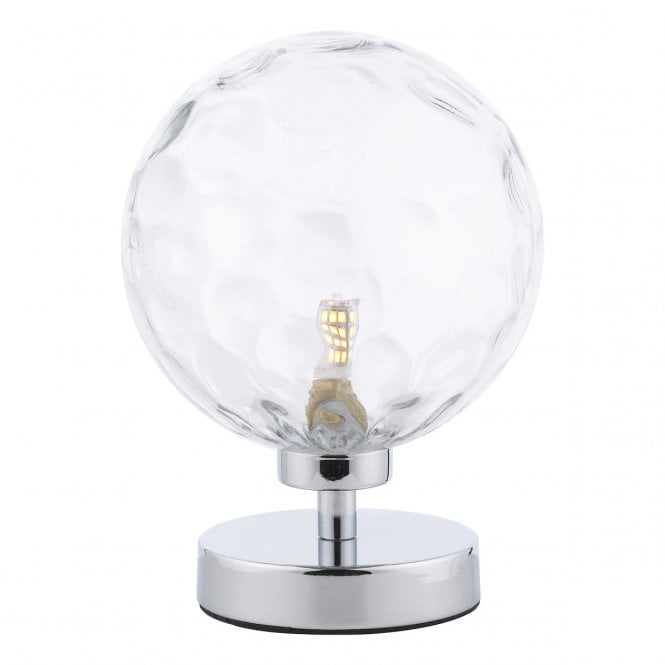 Esben Touch Table Lamp in Chrome with Clear Dimpled Glass Shade