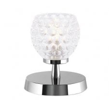 Touch Table Lamp in Chrome with Dimpled Open Glass Shade