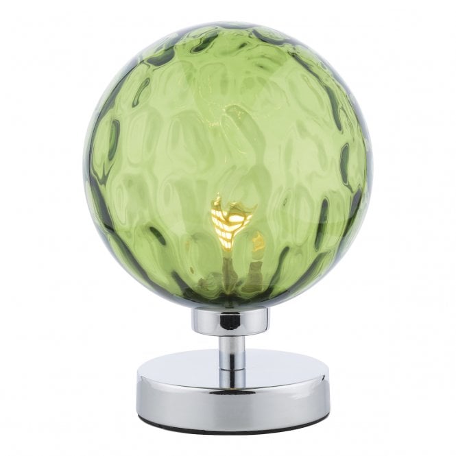 Esben Touch Table Lamp in Chrome with Green Dimpled Glass Shade