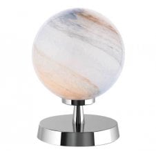 Touch Table Lamp in Chrome with Large Planet Glass Globe Shade
