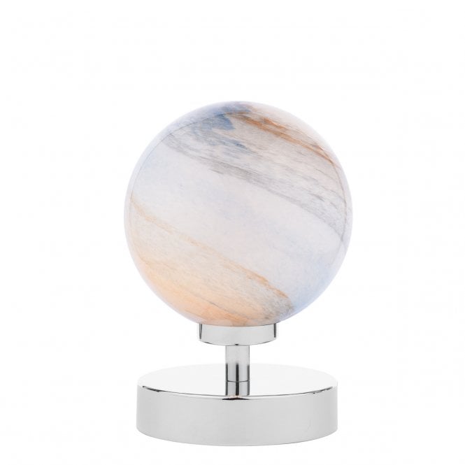Esben Touch Table Lamp in Chrome with Planet Art Glass Shade (8cm)