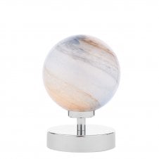 ESBEN Touch Table Lamp In Chrome with Planet Art Glass Shade