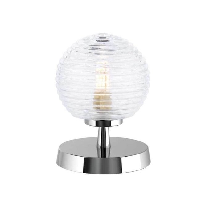Esben Touch Table Lamp in Chrome with Ribbed Glass Shade