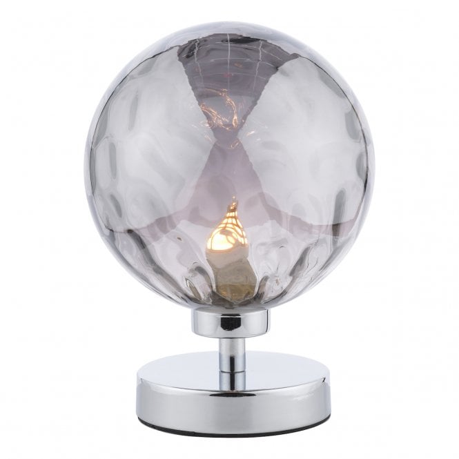 Esben Touch Table Lamp in Chrome with Smoked Dimpled Glass Shade