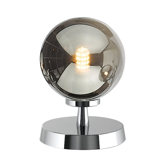 Esben Touch Table Lamp in Chrome with Smoked Glass Shade