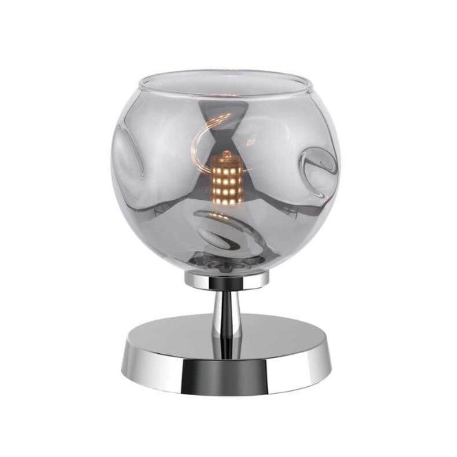 Esben Touch Table Lamp in Chrome with Smoked Organic Glass Shade
