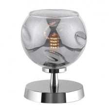 Touch Table Lamp in Chrome with Smoked Organic Glass Shade