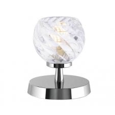 ESBEN Touch Table Lamp in Chrome with Twisted Open Glass Shade