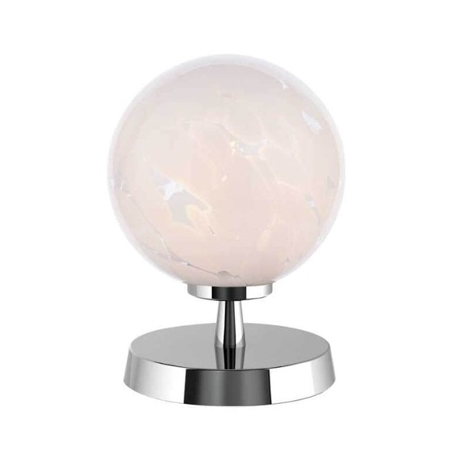 Esben Touch Table Lamp in Chrome with White Confetti Glass Shade