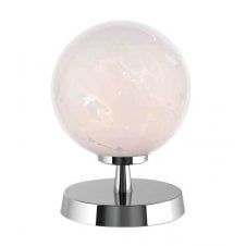Touch Table Lamp in Chrome with White Confetti Glass Globe Shade