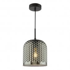 Pendant ceiling light in matt black with smoked glass