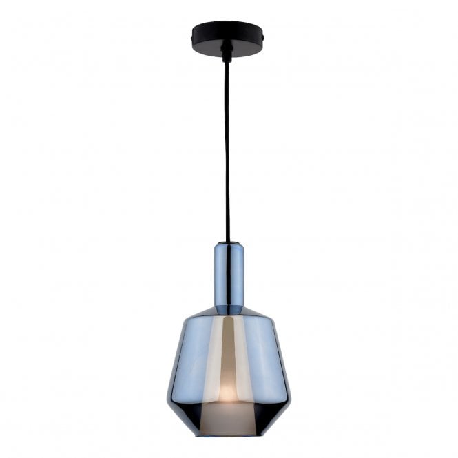 ESMERALDA Single Glass Pendant | Inky Blue Glass & Opal Glass Diffuser