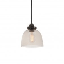 ESQUIRE Black Chrome Ceiling Pendant with Smoke Grey Tinted Glass