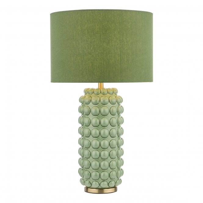ETZEL Table Lamp in Green with Satin Brass and Green Shade