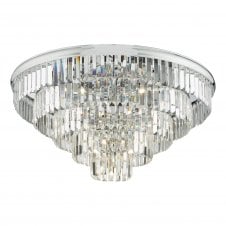 Crystal and chrome flush ceiling light