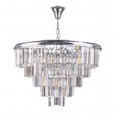 Circular 12 Light Chandelier Polished Chrome Crystal 5 Tiers
