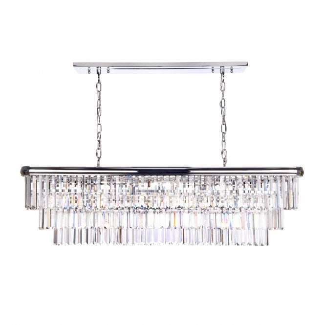 EULALIA Large Rectangular 10 Light Island Chandelier Polished Chrome Crystal